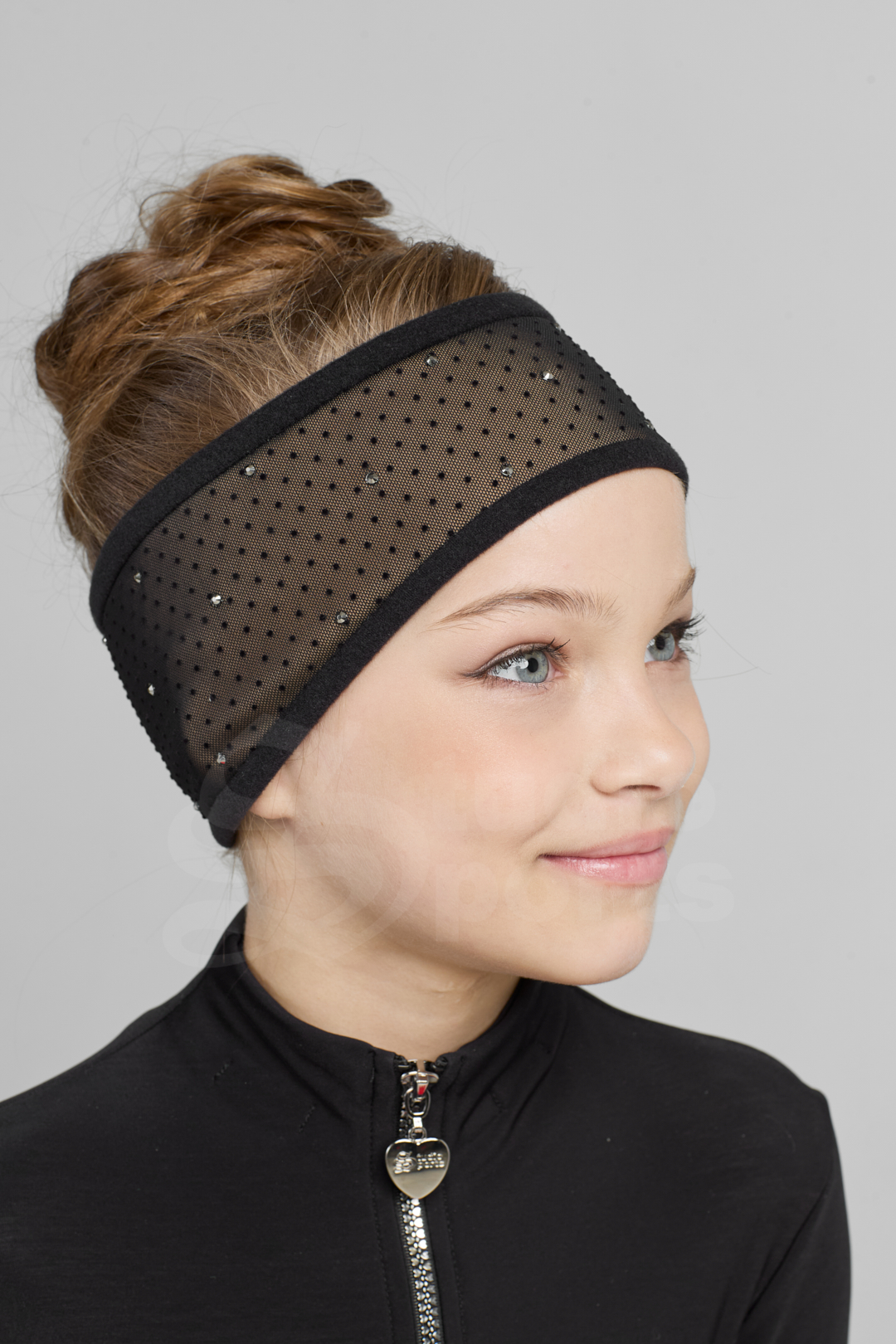 Термо повязка с сеткой Горох и стразами