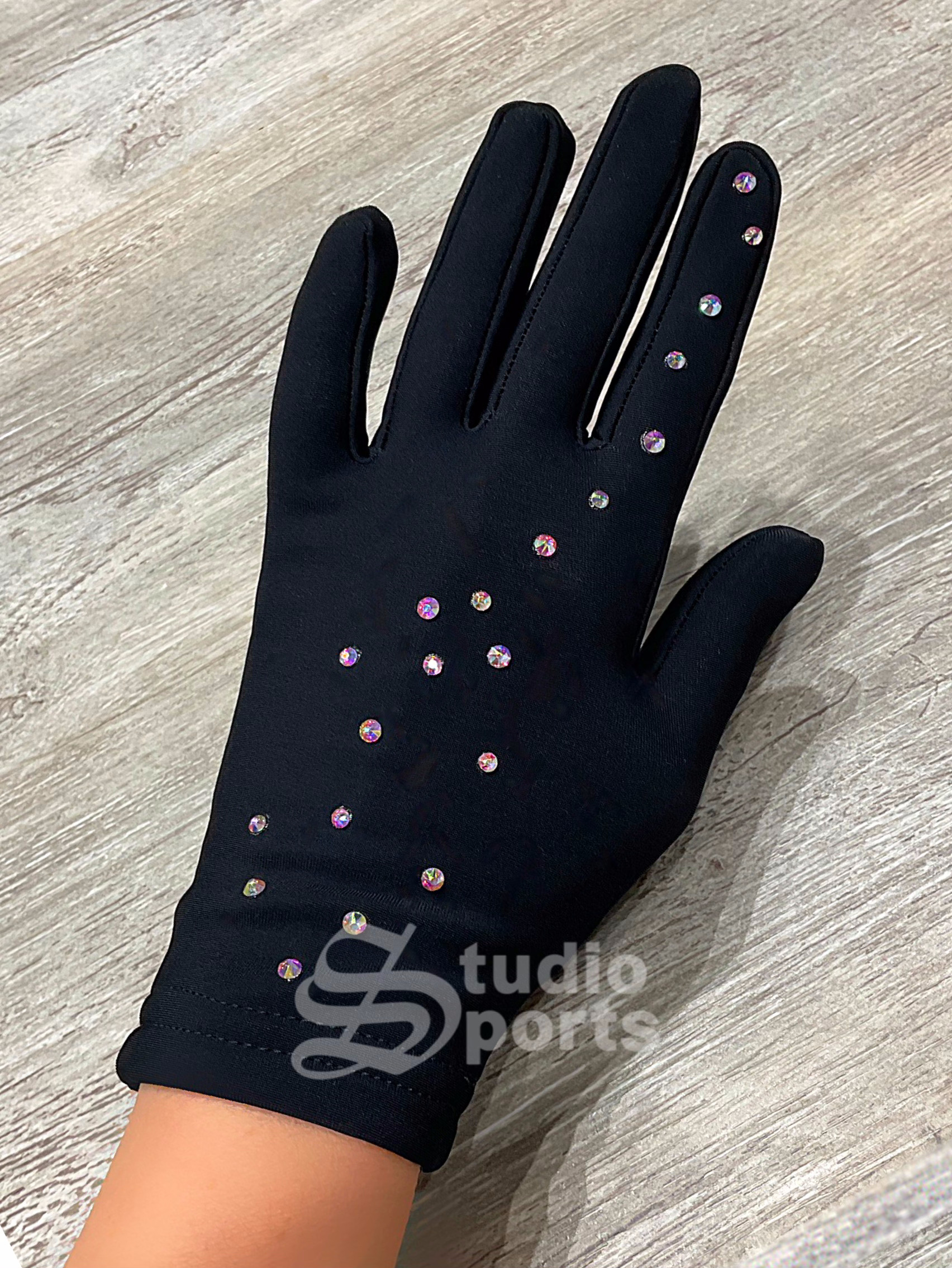Термо перчатки со стразами "Лист"